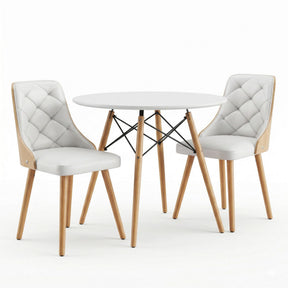 Charleston white leather dining set in a modern dining room
