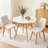 Charleston 3 Piece Round Dining Set, White Leather