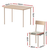 Summertown 5 Piece Dining Set, Natural and Beige
