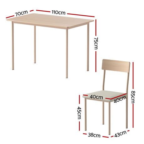 Summertown 5 Piece Dining Set, Natural and Beige