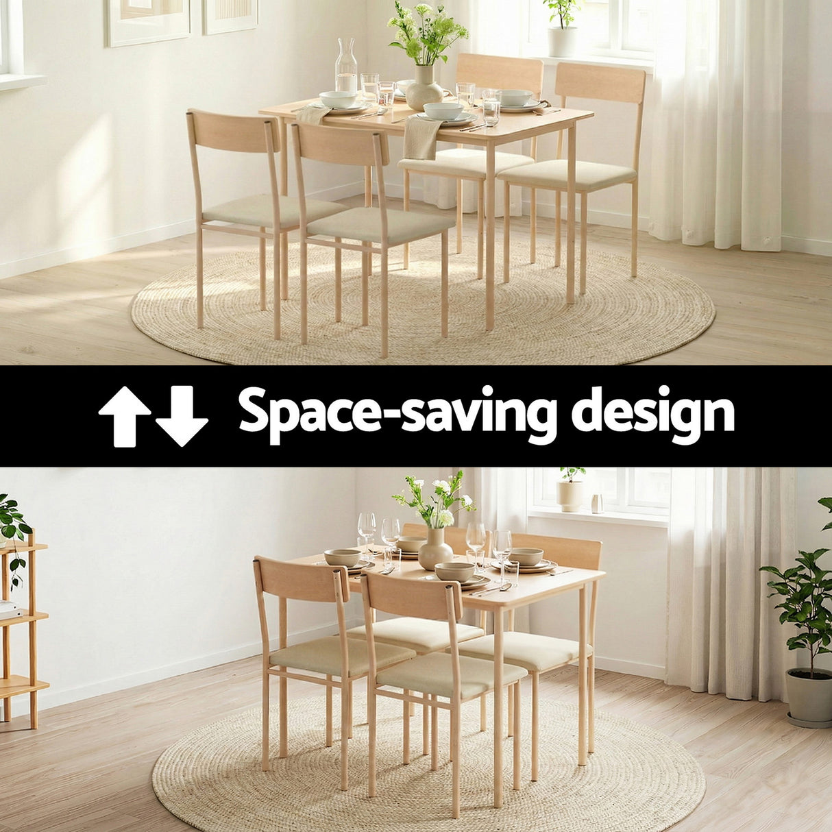 Summertown 5 Piece Dining Set, Natural and Beige