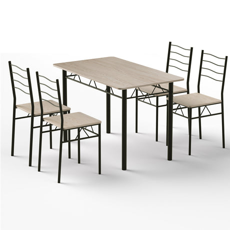 Summertown 5 Piece Dining Set, Oak and Black