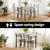 Summertown 5 Piece Dining Set, Oak and Black
