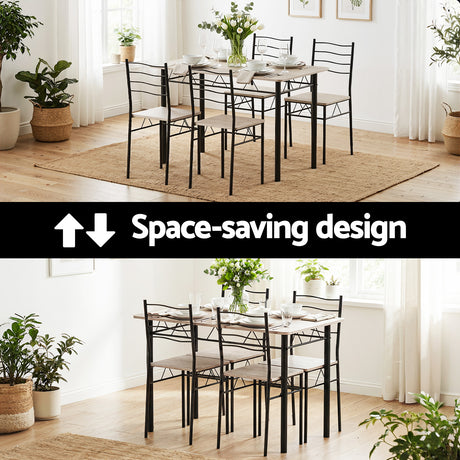 Summertown 5 Piece Dining Set, Oak and Black