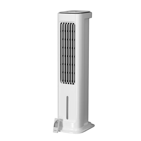 Slim white tower evaporative air cooler with 6 L tank and LED display