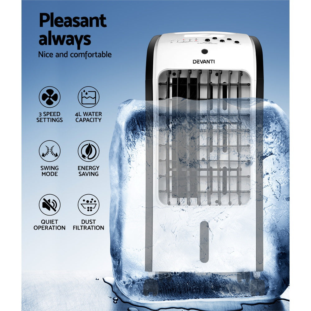Devanti 4L Evaporative Air Cooler Conditioner with Humidifier & Purifier
