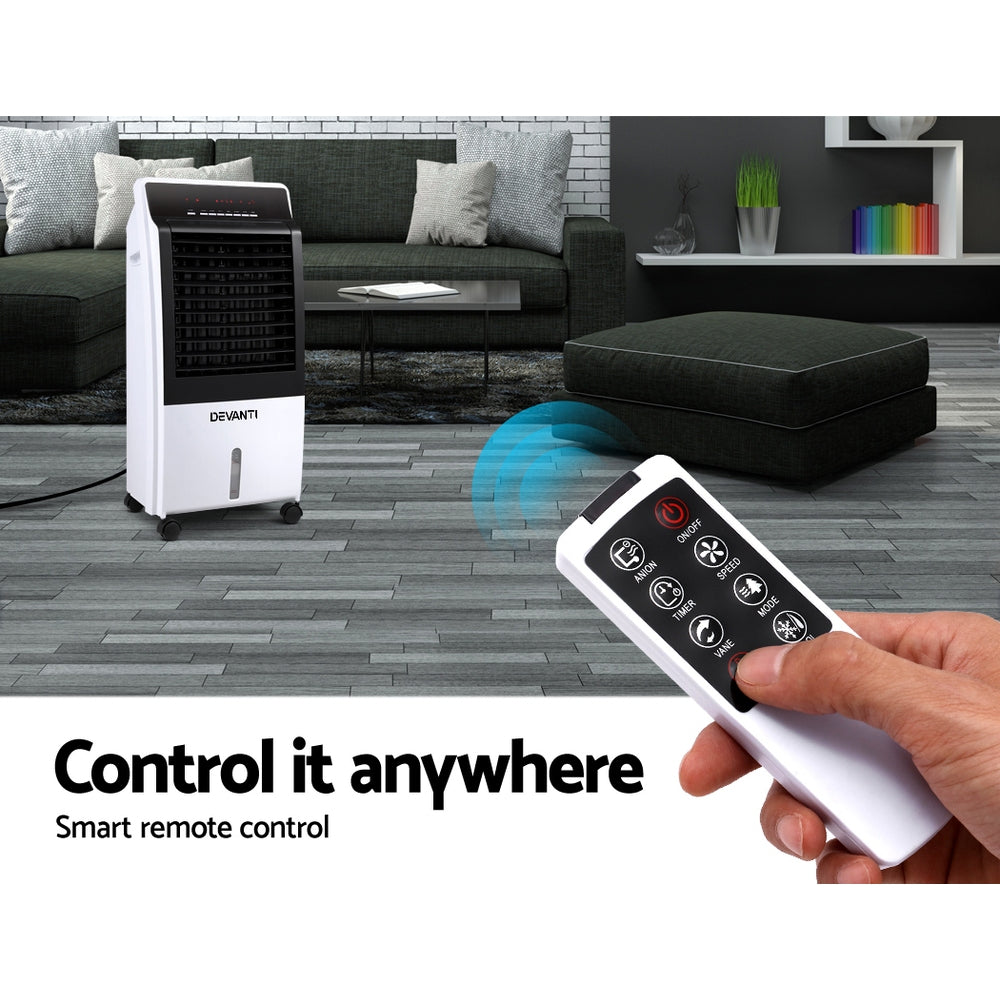 Devanti 8L Evaporative Air Cooler and Humidifier with Remote Control