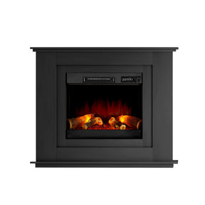 Freestanding black electric fireplace with 100 cm MDF mantel surround