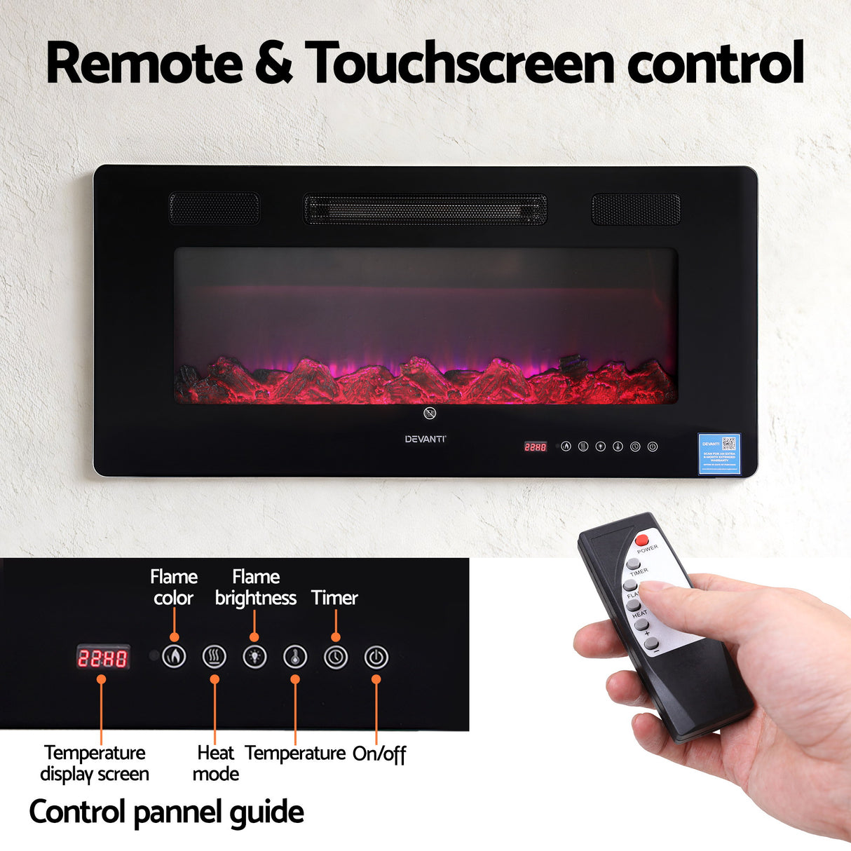 Wall mount kit supplied with the 1800 W fireplace insert