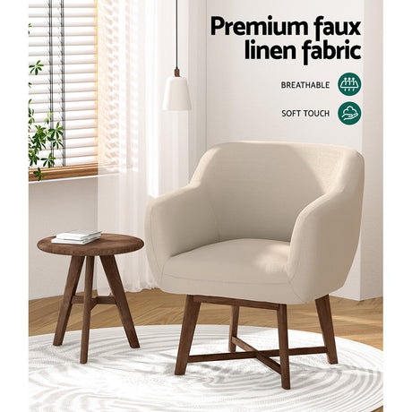 Artiss Aston Beige Tub Armchair - Modern Luxury and Comfort