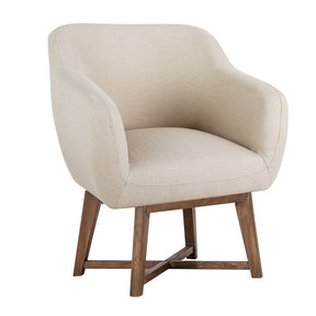 Wascoe beige modern tub armchair with plush cushioning in a living room