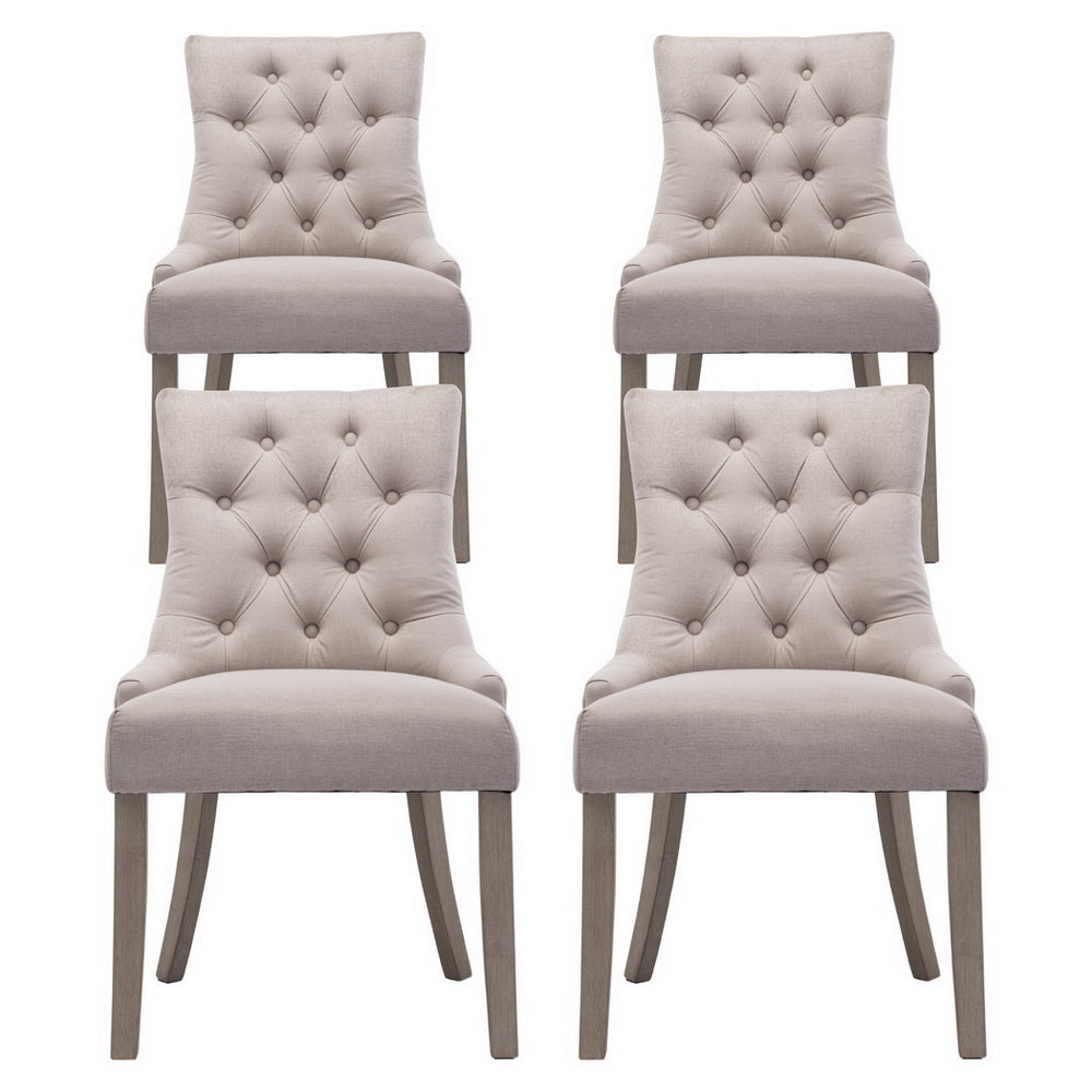 Artiss Cayes Beige Linen French Provincial Dining Chairs — Set of 4 — Allure Home Collections