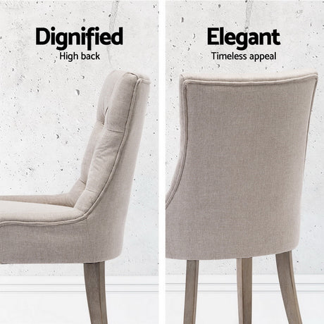 Artiss Cayes Beige Linen French Provincial Dining Chairs — Set of 4 — Allure Home Collections