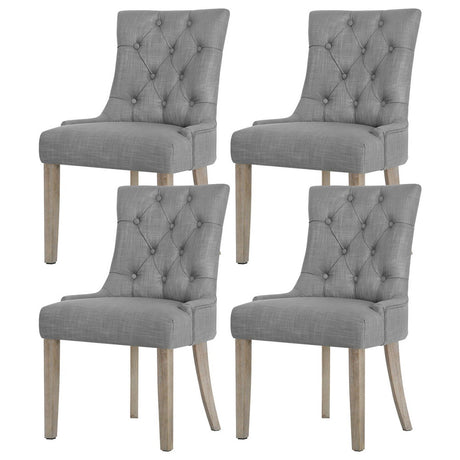 Artiss Cayes Grey Linen French Provincial Dining Chairs — Set of 4 — Allure Home Collections