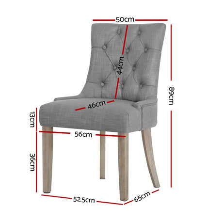 Artiss Cayes Grey Linen French Provincial Dining Chairs — Set of 4 — Allure Home Collections