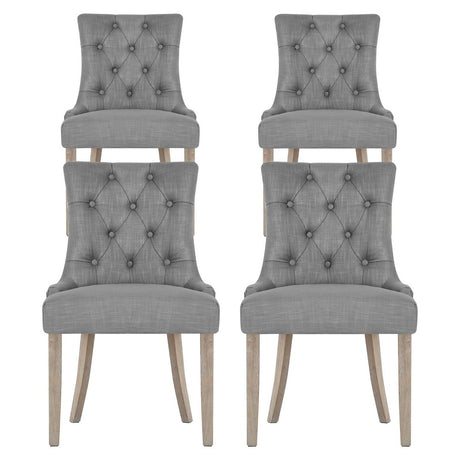 Artiss Cayes Grey Linen French Provincial Dining Chairs — Set of 4 — Allure Home Collections