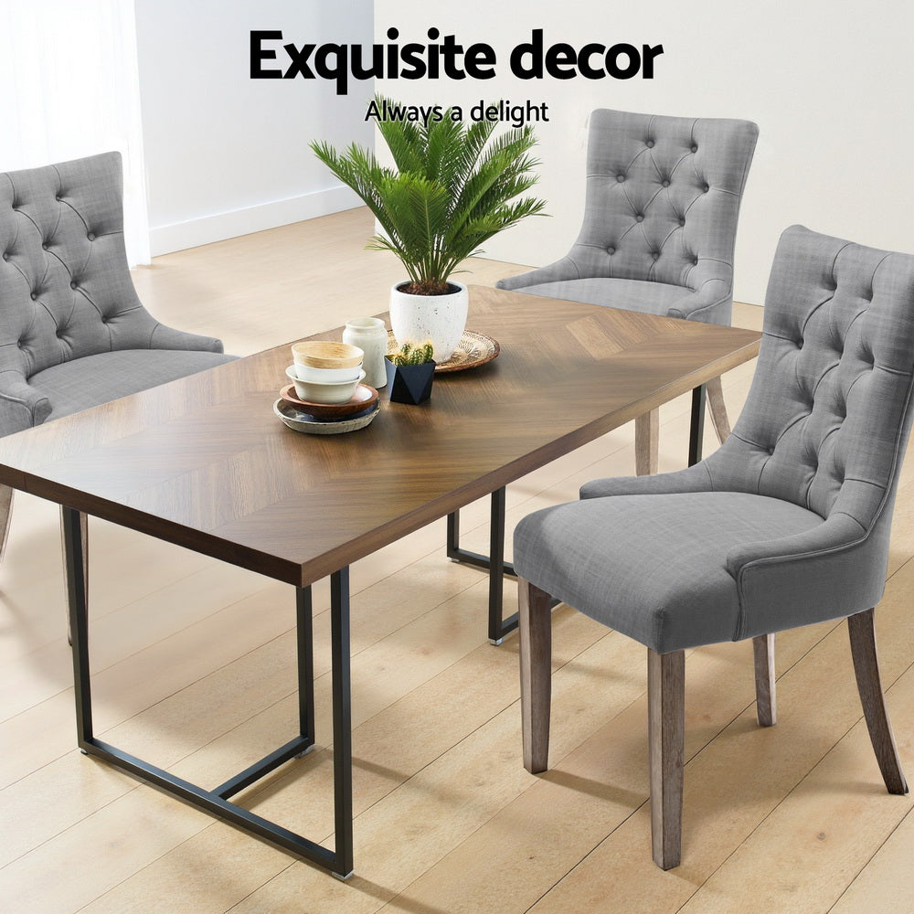 Artiss Cayes Grey Linen French Provincial Dining Chairs — Set of 4 — Allure Home Collections