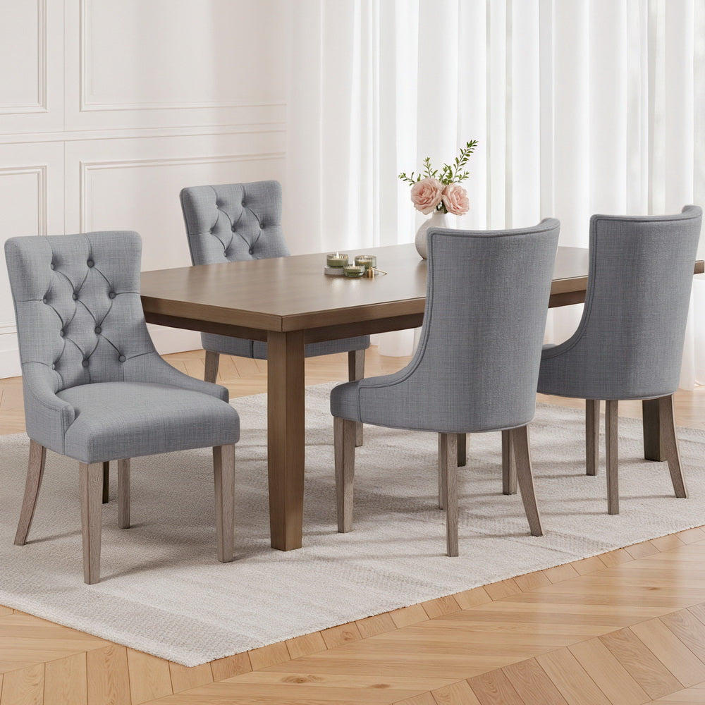 Artiss Cayes Grey Linen French Provincial Dining Chairs — Set of 4 — Allure Home Collections