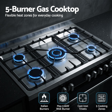 Centre wok burner on the gas cooktop