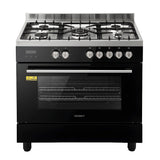 Dimension view of the 90 cm dual fuel freestanding cooker