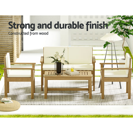 Gardeon 4 Piece Outdoor Sofa Set Wooden Couch and Lounge Setting — Allure Home Collections