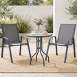 Outdoor Bistro Set 3 Piece Stackable Table And Chairs Grey