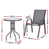 Outdoor Bistro Set 3 Piece Stackable Table And Chairs Grey