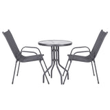 Outdoor Bistro Set 3 Piece Stackable Table And Chairs Grey