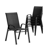 Stackable Outdoor Dining Chairs 6 Piece, Black