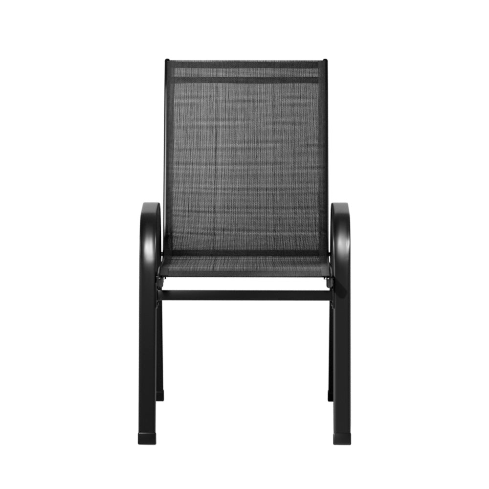 Stackable Outdoor Dining Chairs 6 Piece, Black