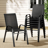 Stackable Outdoor Dining Chairs 6 Piece, Black