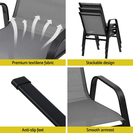 Gardeon Stackable Outdoor Dining Chair Set
