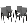Berry grey textilene stackable outdoor chairs on a patio