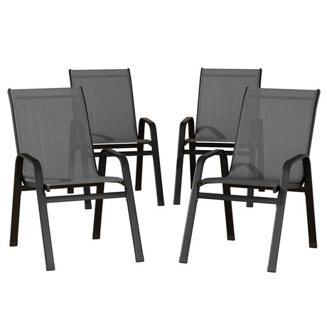 Gardeon 4 Piece Stackable Outdoor Dining Chairs White Grey or Black — Allure Home Collections