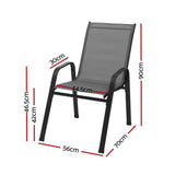 Berry grey textilene stackable outdoor chairs on a patio