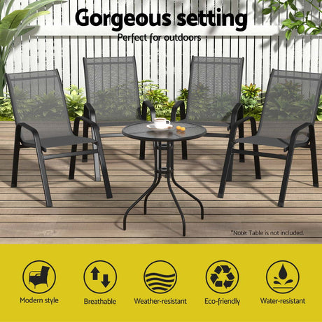 Gardeon 4 Piece Stackable Outdoor Dining Chairs White Grey or Black — Allure Home Collections