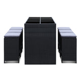Gardeon 7 Piece Outdoor Bar Set Wicker Dining Table and Stools Black — Allure Home Collections