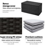 Gardeon 7 Piece Outdoor Bar Set Wicker Dining Table and Stools Black — Allure Home Collections