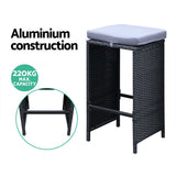 Gardeon 7 Piece Outdoor Bar Set Wicker Dining Table and Stools Black — Allure Home Collections
