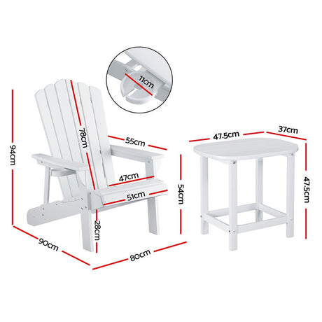 Gardeon HDPE 3-Piece Adirondack Patio Set