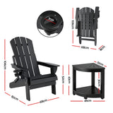 Shorncliffe 3 Piece Beach Table and Chairs Set, Black