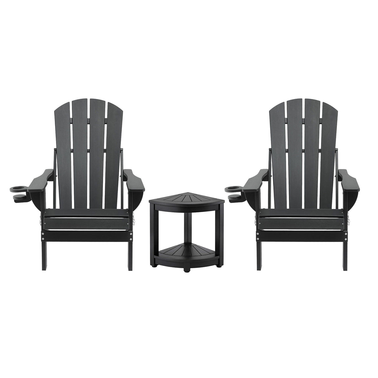 Shorncliffe 3 Piece Beach Table and Chairs Set, Black