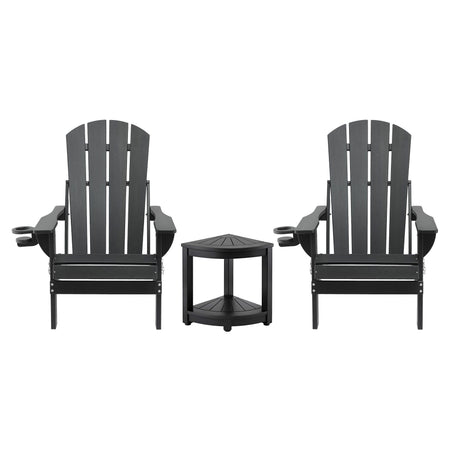 Shorncliffe 3 Piece Beach Table and Chairs Set, Black