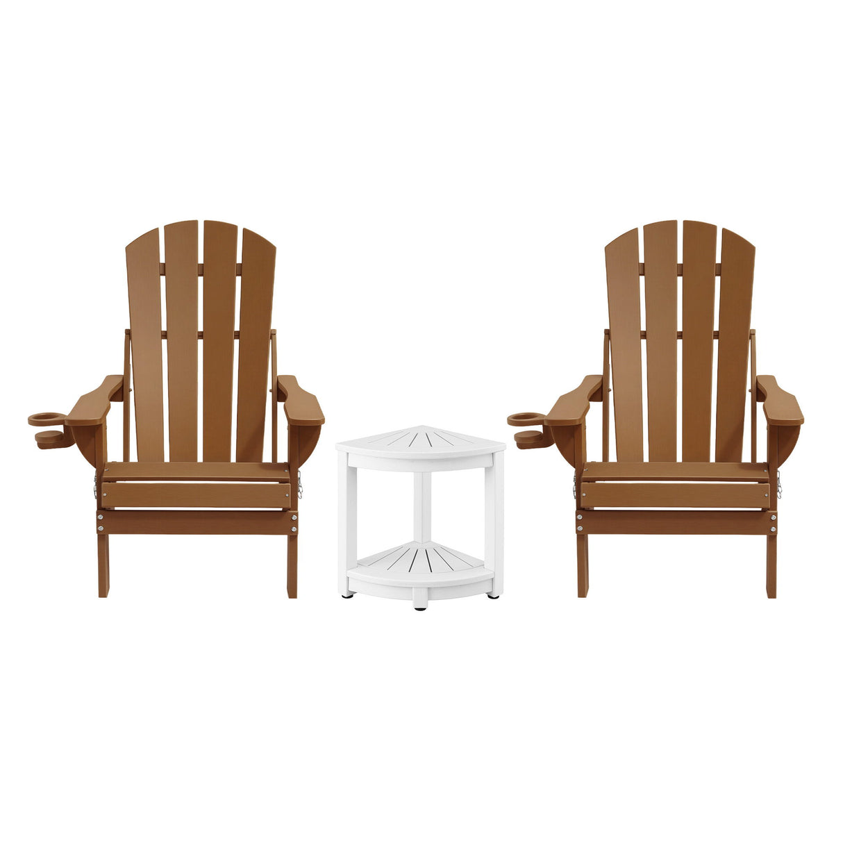 Shorncliffe 3 Piece Beach Table and Chairs Set, Brown