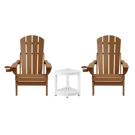 Shorncliffe 3 Piece Beach Table and Chairs Set, Brown