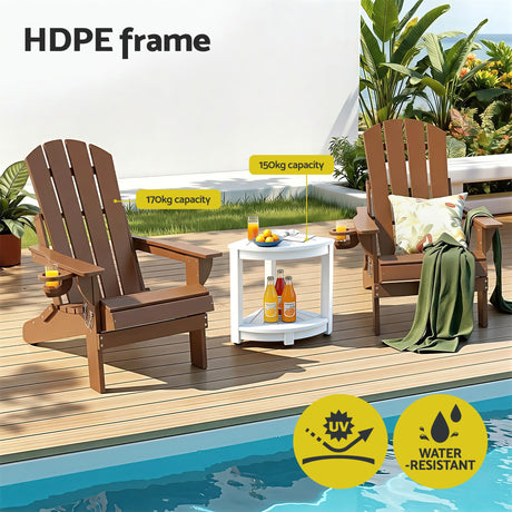 Shorncliffe 3 Piece Beach Table and Chairs Set, Brown