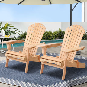 Kiama wooden Adirondack chairs in fir wood on a front porch