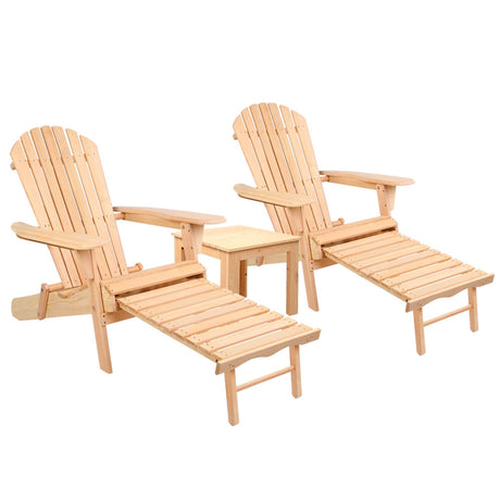 Airlie natural timber beach chair set in an outdoor setting