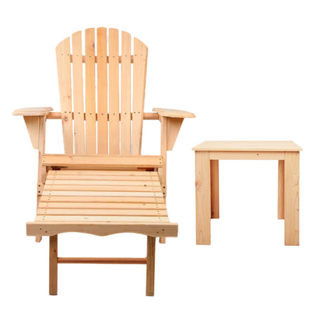 Airlie 3 Piece Beach Chair Set, Natural Timber