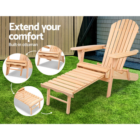 Airlie 3 Piece Beach Chair Set, Natural Timber